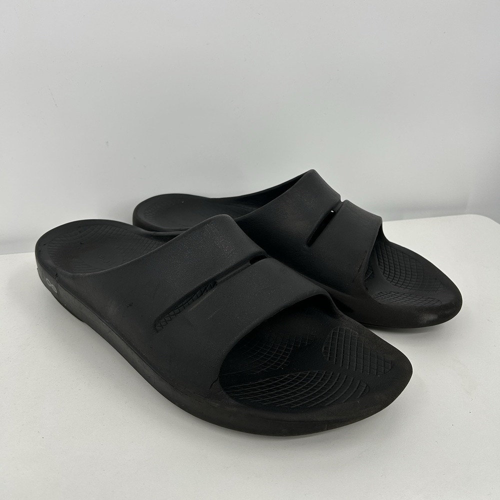 Oofos Ooahh Lightweight Recovery Slide Comfort Sandals Men 13 Black Beach